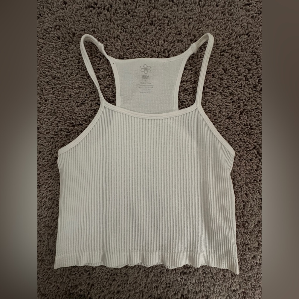 White Ribbed Tank Top